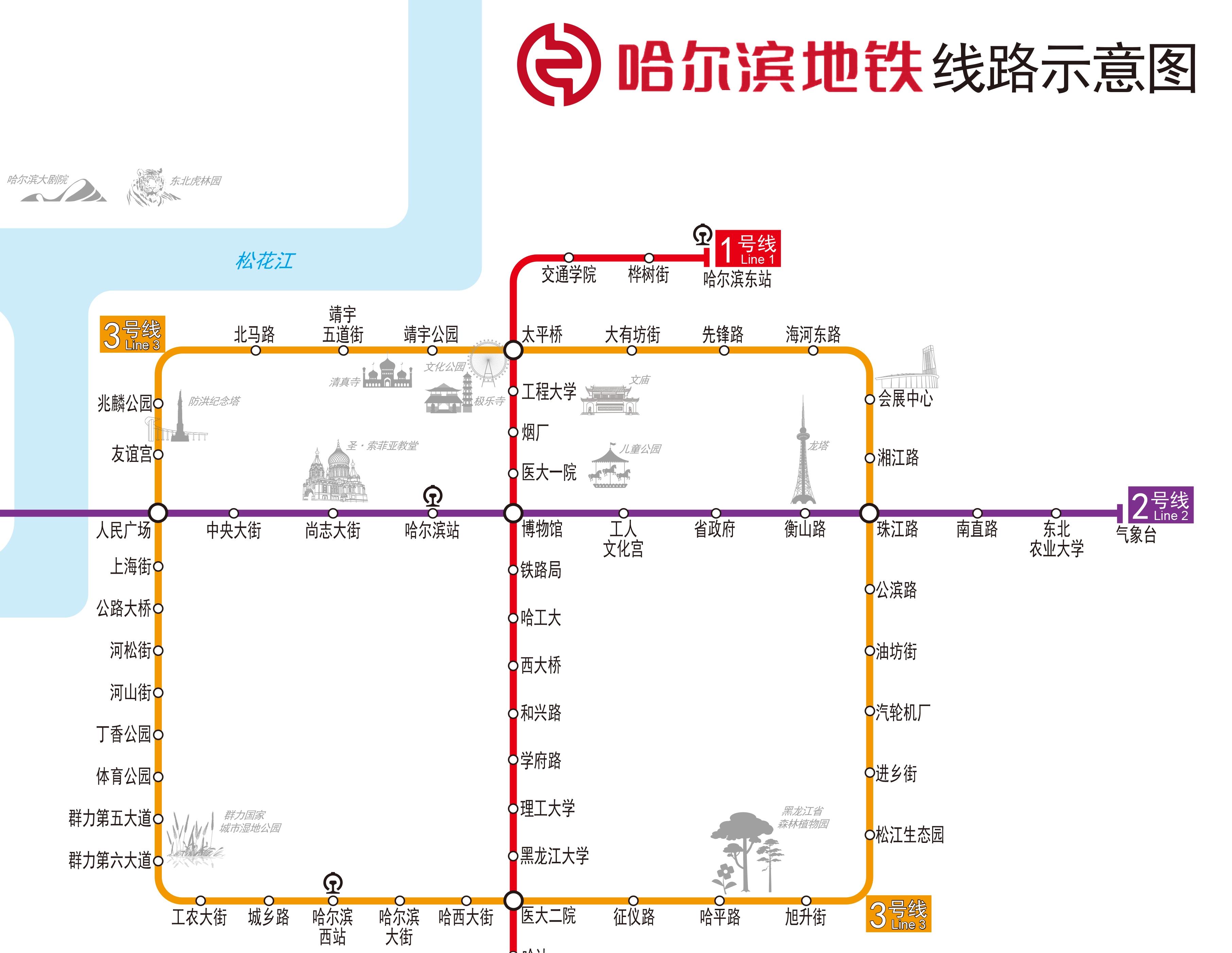 哈市地鐵線路圖最新更新??